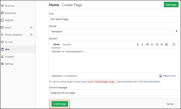 GitLab Wiki 维基页面
