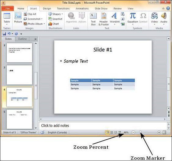 Microsoft PowerPoint 2010 中的幻灯片放大/缩小